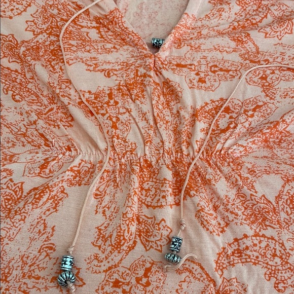 Calvin Klein Orange Fitted Blouse with V-Neckline - Picture 5 of 5